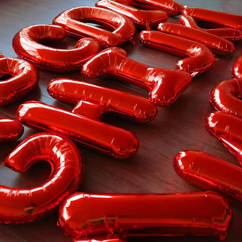 Image of Happy Birthday Balloon Banner Custom Phrase Balloons letter 16 inch Personalized Alphabet Letters Foil Mylar Balloons (Red)
