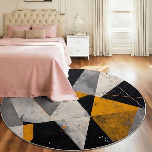 Alfombra redonda para dormitorio y entrada con diseño industrial geométrico 6