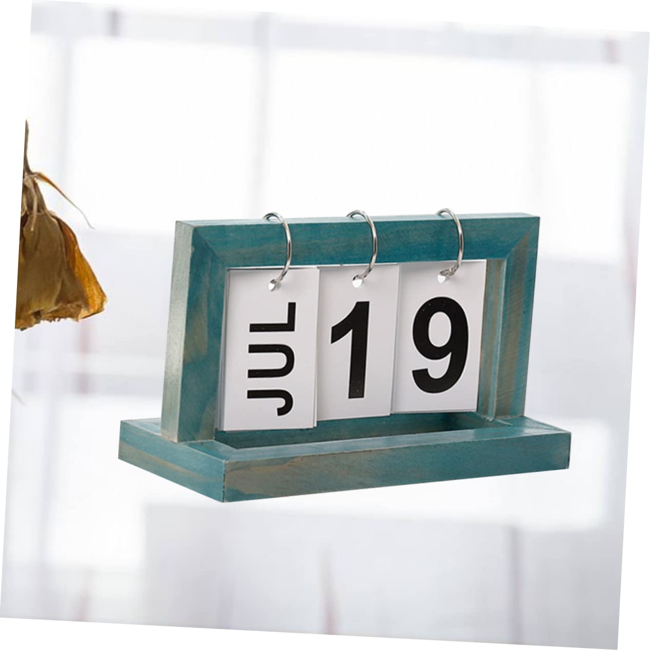 3St Bürokalender tischkalender bürodeko Wohnkultur home decor büro zubehör bürogadges blaue Desktop-Kalender kreativer Kalender Heimkalender Kalender aus Holz Bambus Blue