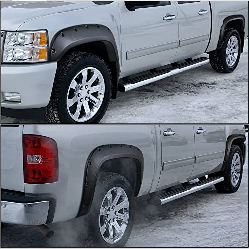 Ledkingdomus Front & Rear Fender Flares Compatible With 2007-2013 Chevy Silverado 1500 (Only Fit 69.3” Short Bed), Off-Road Textured Black Finish Wheel Flares Pocket Riveted Style #TOP6