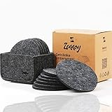 Zennoy 12er Set Untersetzer Gläser aus Premium Filz - Untersetzer in Dunkelgrau mit einem Durchmesser von 10 cm – Filzuntersetzer Rund geeignet für jegliche Art von Tassen, Becher oder Gläser