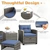 Shintenchi 5 Pieces Patio Furniture Set, Outdoor Wicker Patio Conversation Set with Ottoman, All Weather Rattan Outside Chairs with Coffee Table & Cushion for Porch, Garden, Backyard, Navy #4