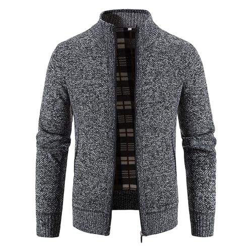 Cardigan en tricot pour homme avec fermeture éclair veste décontractée chaude à poches