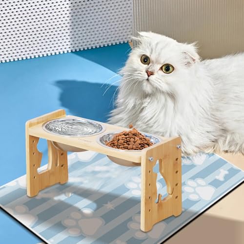 Elevated Dog Bowls, Adjustable Tilted Food Bowl, Reusable Detachable Feeding Station, for Small, Medium, Large Dogs, Puppies, Kittens, Cats, Pet Feeding Solution, 12.99x7.68x6.38 inches - Afbeelding 4