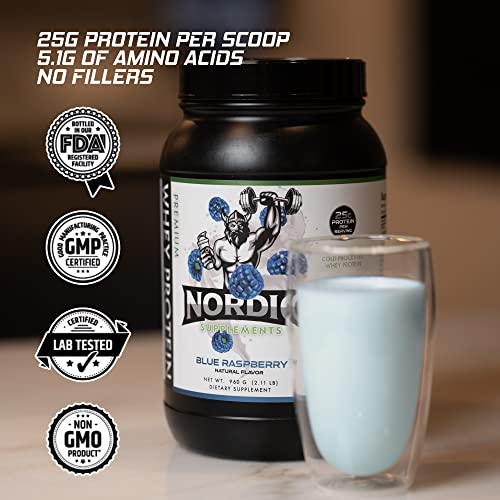 Nordic Supplements Blue Raspberry Protein Powder Ultra Filtered Cold Processed Whey Protein Shake | Advanced Formula 25G Of Protein 30 Servings #TOP1
