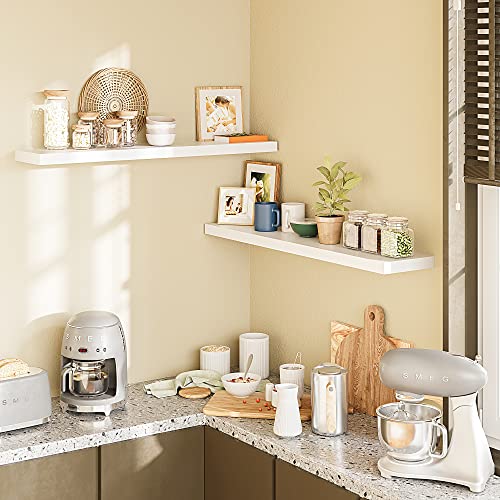 Bameos Floating Shelves,40 In W X 8In D Wall Mounted Wooden Shelves With Invisible Brackets Set Of 2, Hanging Wall Shelves Decoration For Bedroom, Bathroom, Living Room And Kitchen #TOP1