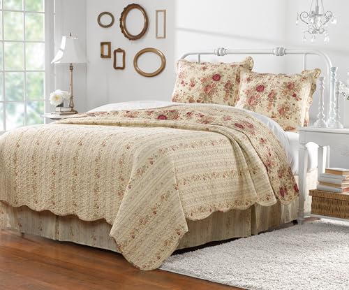Greenland Home Antique Rose 100% Cotton Heirloom-Quality Quilt Set, 5-Piece King/Cal King, Ecru by Greenland Home Fashions - Image 2