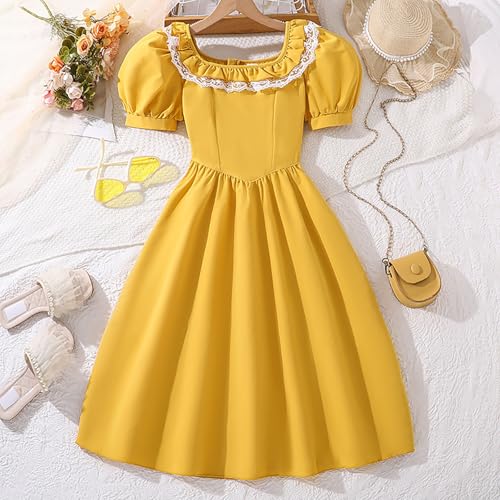 Girl's Puff Short Sleeve 1950s Party Dresses Square Neck A-line Dress Teen Girls Prom Birthday Formal Dresses3