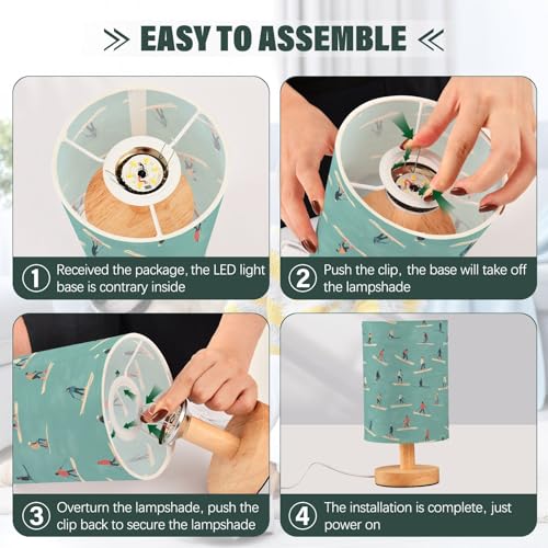 Lámpara de Mesa de Noche Skiing Teal con Puerto USB miniatura 4