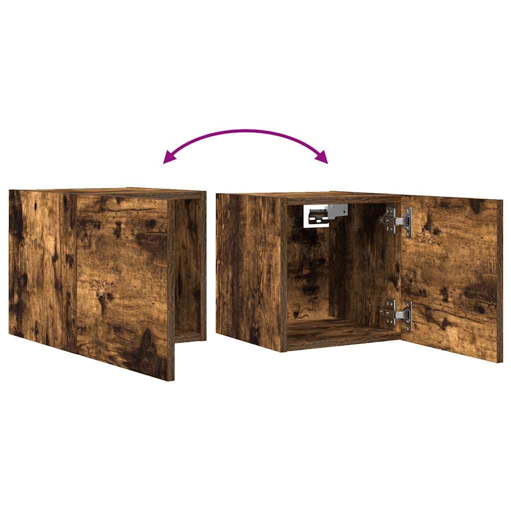 Mobile da parete per TV in legno di rovere affumicato, 30,5 x 30 x 30 cm, mobile sospeso, moderno, per soggiorno e multimediale