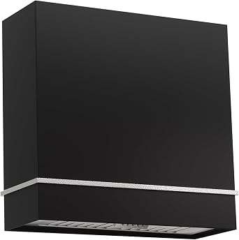 Akicon Range Hood, Stainless Steel Ducted Kitchen Hood with Powerful Motor, Wall Mount Modern Box, 30W X 30H X 14D Inch, AK-HS30HA-JBN 30 Inch, Jet Black with Nickel