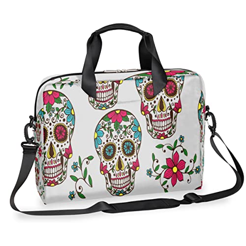 Funda de manga para portátil 15 pulgadas y bolso de hombro con diseño de calavera mexicana