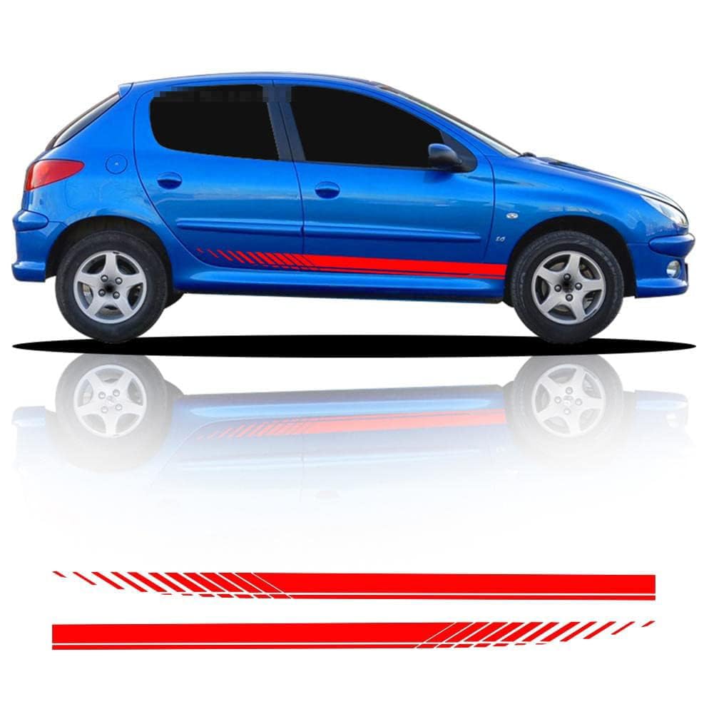 LzDQF Car Side Skirt Stickers stripe decal Decals,For Peugeot 206 Car Door Side Skirt Sticker Auto Body Decor Decals.,Yellow