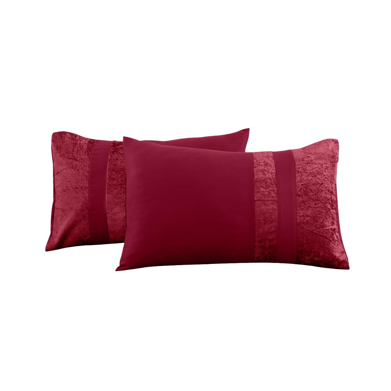 Casabella Luxury Crushed Velvet Panel Band Duvet Cover Sets with Pillow Case Single Duvet Cover Bedding Set - Image 3