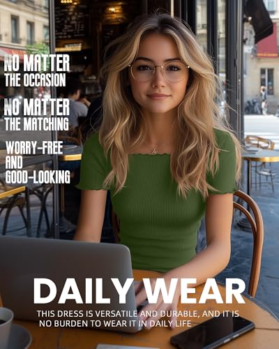 Riyiper 3 Pack Women's Lettuce Trim Boat Neck Tops Ribbed Short Sleeve T-Shirts Crop Slim Fit Summer Basic Tees Shirt4