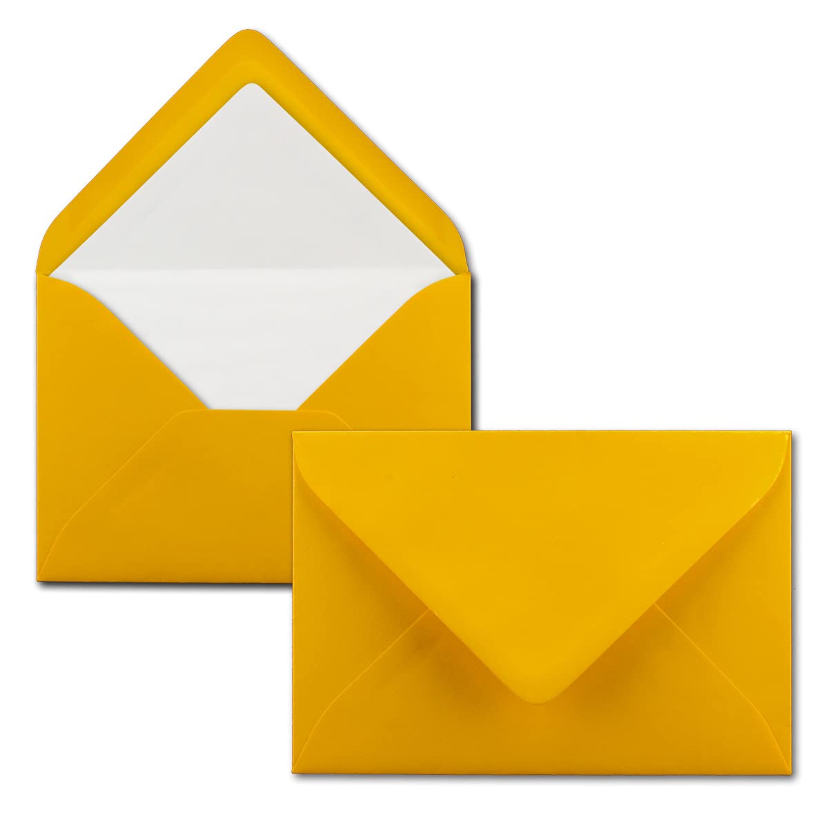 25 envelopes golden yellow (yellow, matt) - DIN C6 - lined with white tissue paper - 100 g m² - 11.4 x 16.2 cm - wet glue -