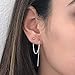 Double Piercing Earrings, Double Earrings for Two Holes Set, Handmade Boho Dangle Second Hole Chain Earrings,Sterling Silver Jewelry (Sterling Silver)