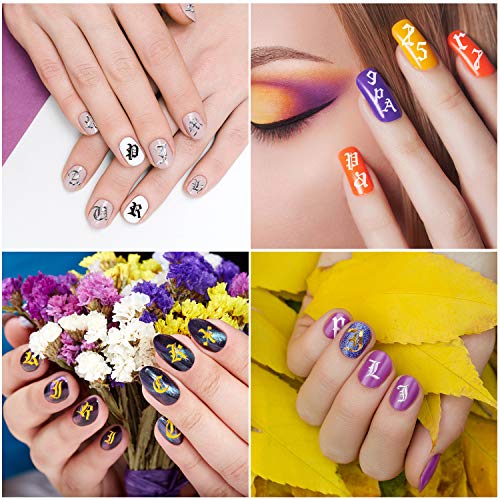 24 Sheets Old English Nail Sticker Holographic Letter Nail Stickers Nail Letter Stickers Old English Alphabet Nail Decals For Diy Women Girls Nail Decoration (Classic Colors) #TOP6