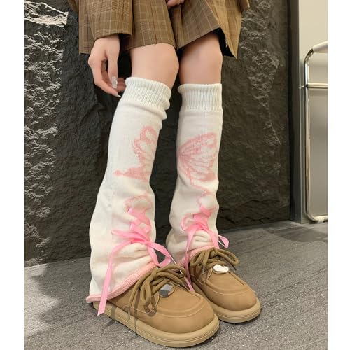 Image of XEPST Leg Warmers Kawaii Socks Flared Leg Warmers for Girls Butterfly Harajuku Japanese Boot Socks