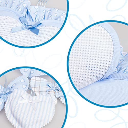 FILET, Aida Canvas Heart Shaped Birth Announcement Ribbon to Embroider, with Butterfly and Heart Shaped Pendants - Image 4