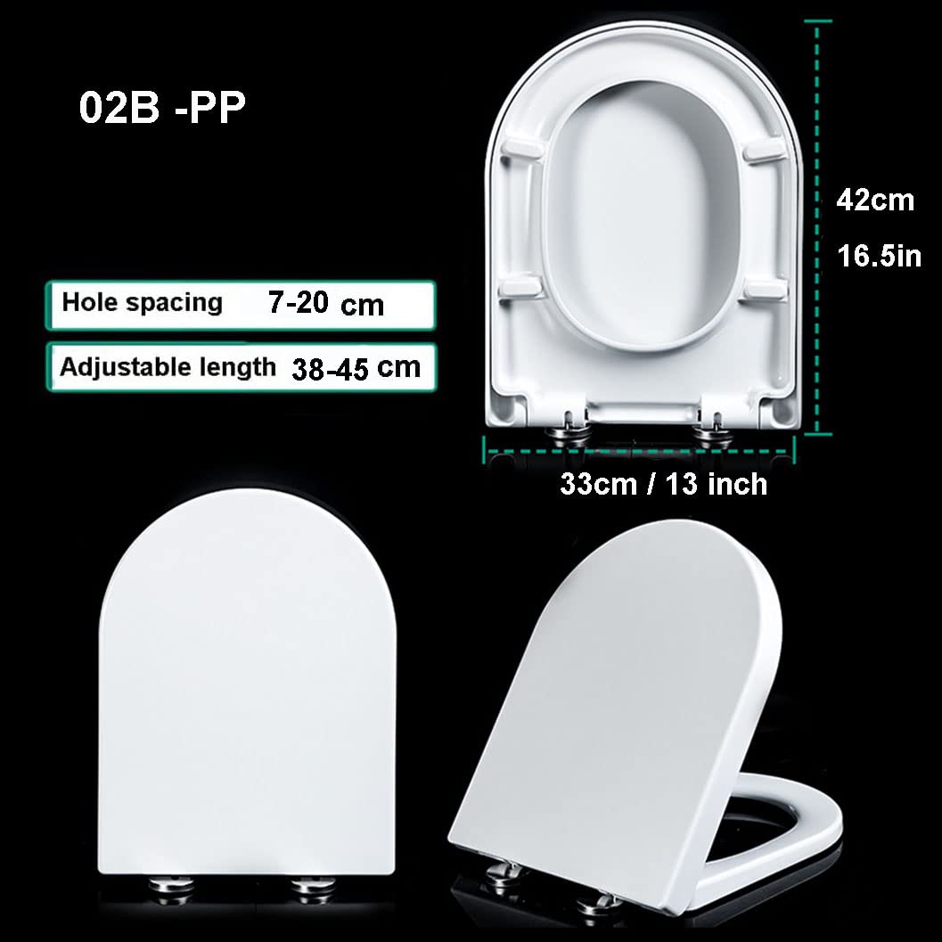 Asiento de inodoro compacto de cierre suave, diseño en forma de U y D, fácil de instalar para baños pequeños, accesorio de armario de agua blanca, ahorra espacio, cómodo