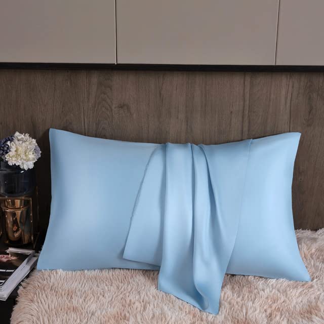 Federa in seta di gelso Federa per cuscino in seta naturale al 100% 40 * 60 cm 50 * 70 cm Federa-Azzurro, 50x90 cm 2 pezzi