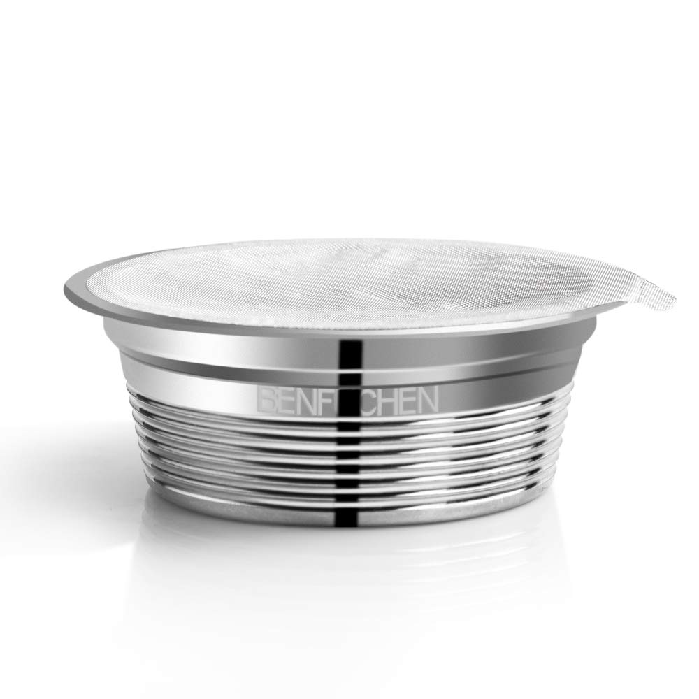Jiawu Cápsulas de café Reutilizables de Acero Inoxidable Compatibles con A MODO MIO, Filtro de Cápsulas de café Recargable con 60 Piezas de Papel de Aluminio, Taza de Ecológica sin BPA para Ricos