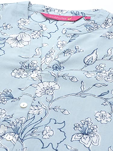 Image of anubhutee Women's Viscose Rayon Blue Ethnic Motifs Printed Straight Kurta