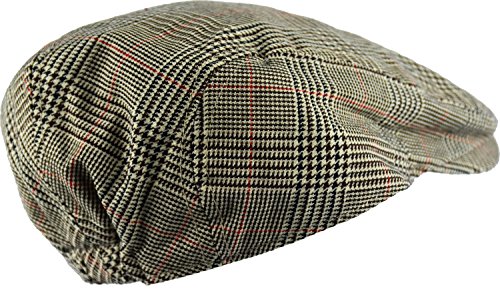 Image of Wonderful Fashion Men's Classic Herringbone Tweed Wool Blend Newsboy Ivy Hat (Large /X-Large, Charcoal)