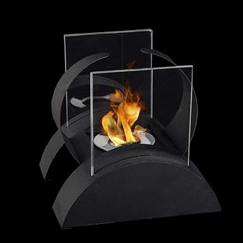 JHY DESIGN Tisch-Feuerschale - Rechteckiger Ethanol Kamin Mit Glas