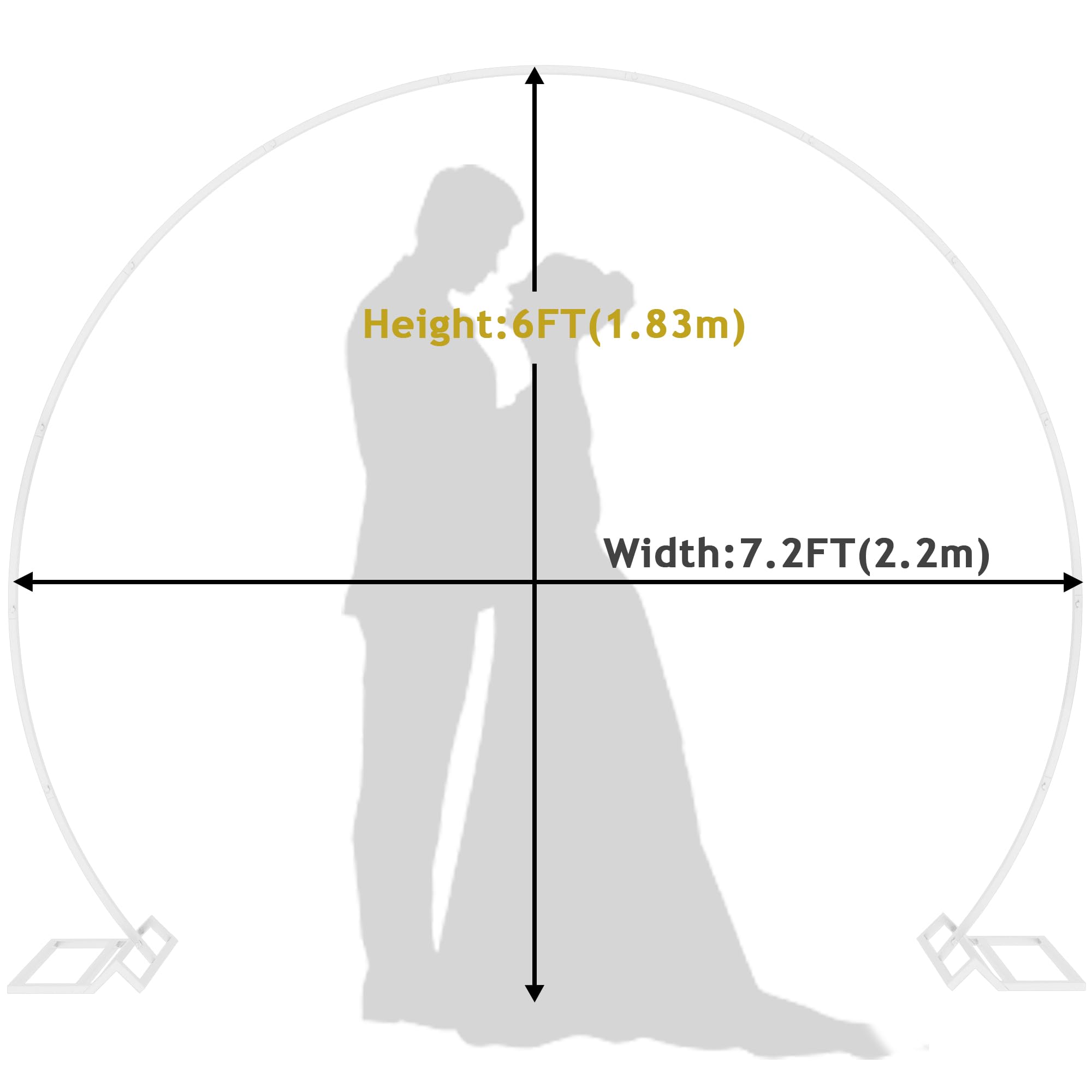 Wokceer Arche de Fond de Mariage - 2 m - Rond - Support pour Ballons - pour cérémonie de Mariage, fête d'anniversaire, fête prénatale, fête d'anniversaire