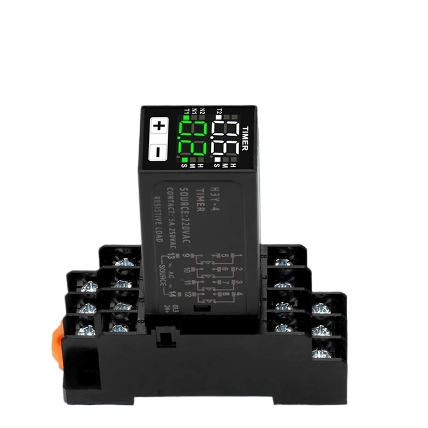 H3Y-4 AC220V Liquid Crystal Time Relay Dual Time with Base Small Digital Display Cycle Time Control Delayer