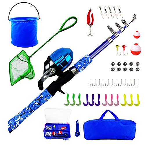 image for WIDDEN Kids Fishing Pole Full Kits 5 FT Portable Telescopic Fishing Ro