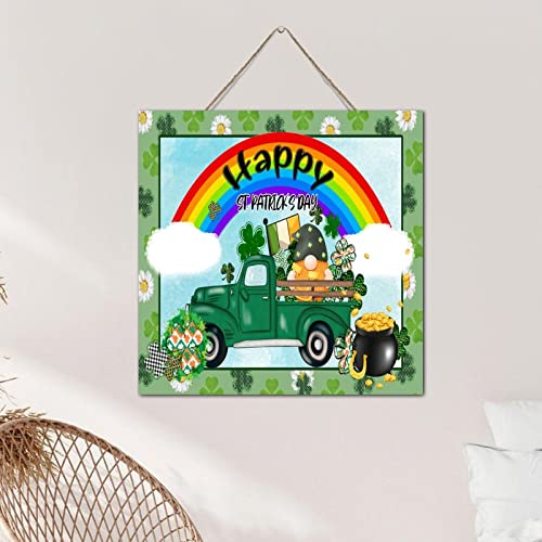 Cadeau Saint Patrick : Plaque en bois rustique de gnomes et trèfles pour la maison - 5
