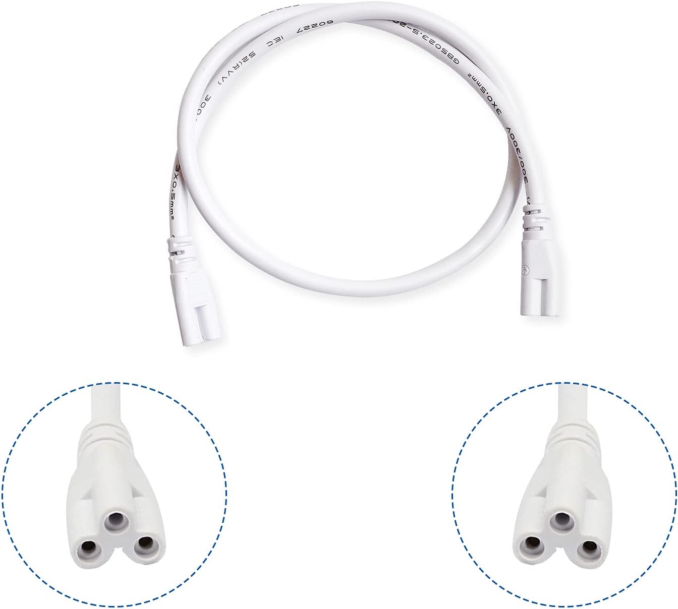 LELEJU (24 inch 4Pack) T5 T8 LED Tube Light Fixture for Serial Connecting Cords, LED Linkable Cord, Inter Direct Connector Cable