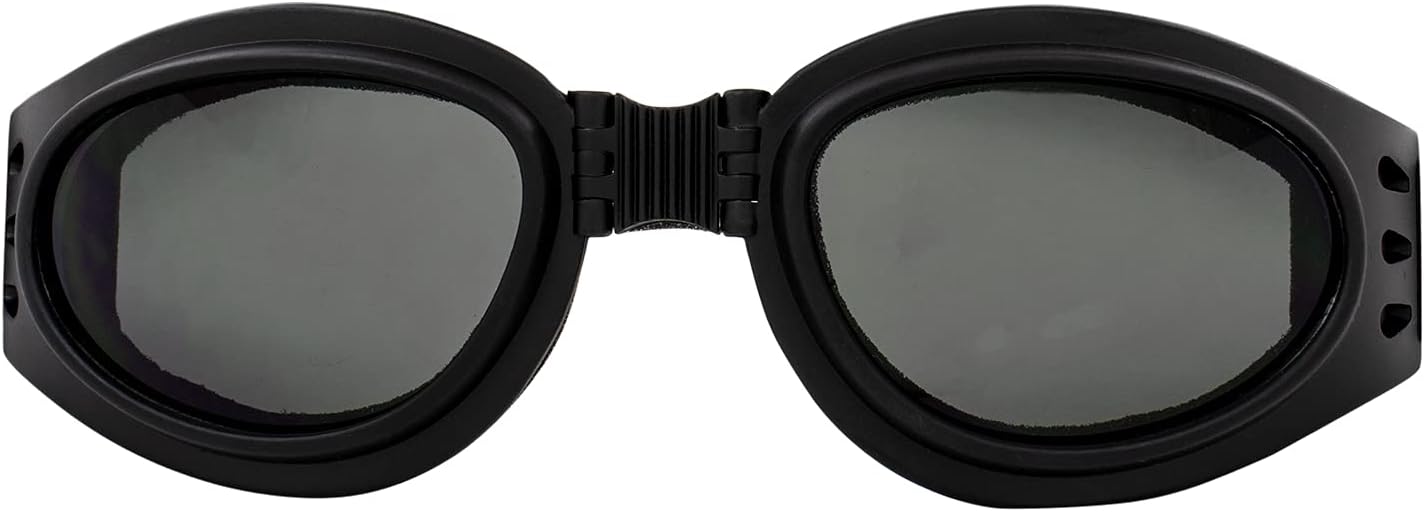 Global Vision 2 Pairs Adventure Padded Motorcycle Riding Goggles Black Foldable Frame w/Smoke & Driving mirror Lenses - Image 2