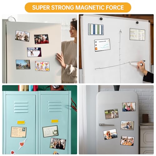 FRETONBA 15 Stück Magnet Bilderrahmen, 16,5 x 11,5 cm Fotomagnete Selbst Gestalten, Kühlschrankmagnete Fototaschen für Fotos Postkarten, Schwarz