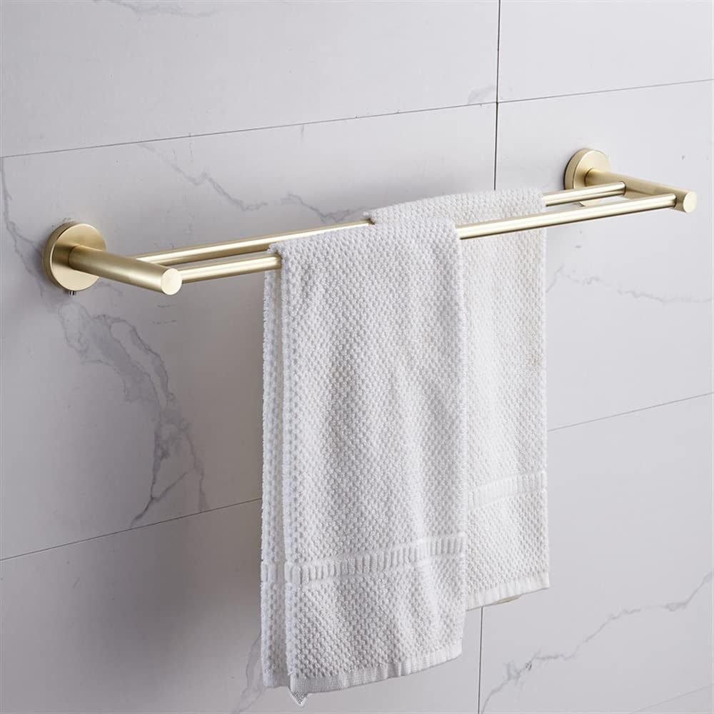 Porte-Serviettes en Or brossé Nordique de salle de bain suspendu double barre
