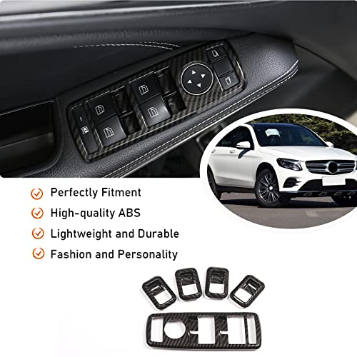 Rahmenverkleidung für Autofenster-Heber, Carbon-Faser, ABS, Rahmenverkleidung, für Benz C Klasse W204 10-14 B-Klasse 12-15 A Klasse 13-14, 5 Stück