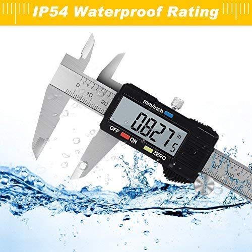 Digital Caliper, Adoric Electronic Digital Caliper Stainless Steel Body with Large LCD Screen | 0-6 Inches | Millimeter/Inch/Conversion - Thumbnail 3
