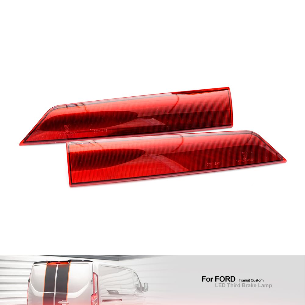 Terzo Stop per Fo.rd Transit Custom 2012-2022 LED terzo stop posteriore Transit Luce di stop posteriore di alto livello per porta della stalla 2 pezzi Lente rossa