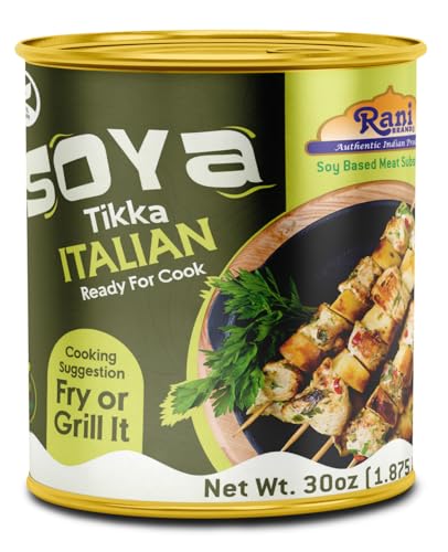 Rani Soya Tikka Italian 30oz (1.875lbs) 850g Ready for Cook ~ Easy Open Lid | All Natural | Vegan | No Colors | NON-GMO | Kosher | Indian Origin | Soy Based Meat Substitute