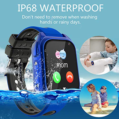 Kids Smartwatch Phone - IP67 Waterproof GPS Tracker Smartwatch for Boys Girls, Voice Chat SOS Remote Monitoring Safe Zone Alarm Camera Birthday for Kids