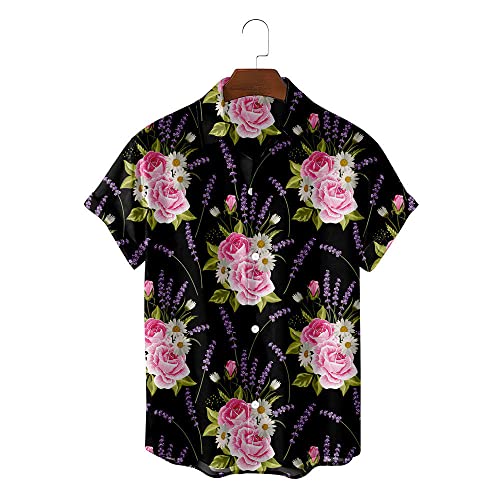 Chemise de Plage pour Hommes au Style Aloha Vintage Rose Lavande