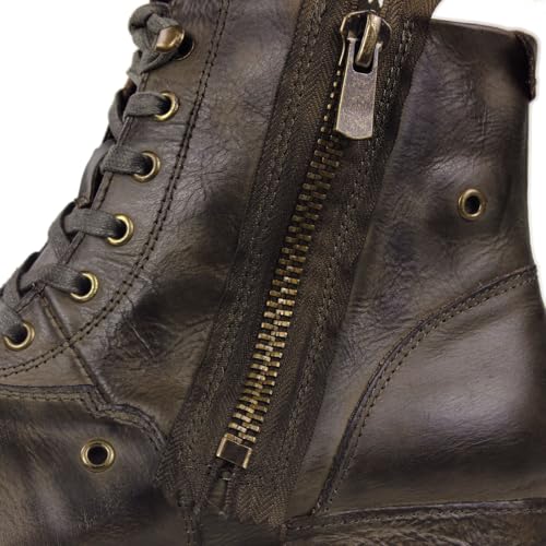 Image of Mens Chukka Biker Cowboy Stylish Motorcycle Combat Hiking Fashion Casual Cowhide Leather Ankle Side Zipper Boots CD-5008-8-Retro-US-R