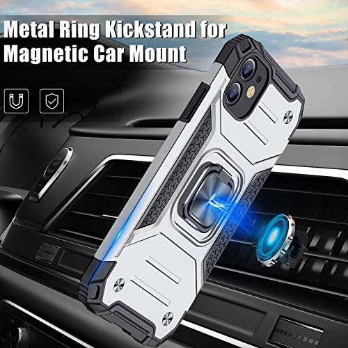 Jame Designed For Iphone 11 Case With Screen Protector 2Pcs, Military-Grade Protection, Protective For Iphone 11 Phone Case, With Ring Kickstand, Shockproof Bumper Case For Iphone 11 6.1 Inch Silver #TOP4