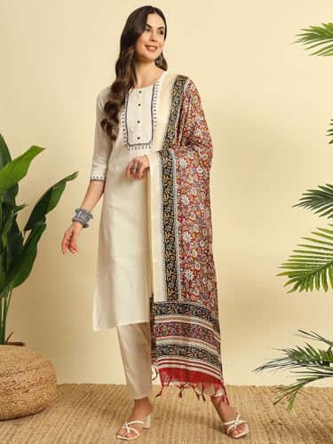 Image of Khadi Kurtaset With Khadi Silk Dupatta For Womens