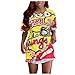 YANFANG Vestido Largo Informal Dividido con Estampado de Letras y Cuello en O de Manga Corta para Mujer,Noche Fiesta de Cóctel Boda A-línea Vestido de Noche,Yellow,XXL