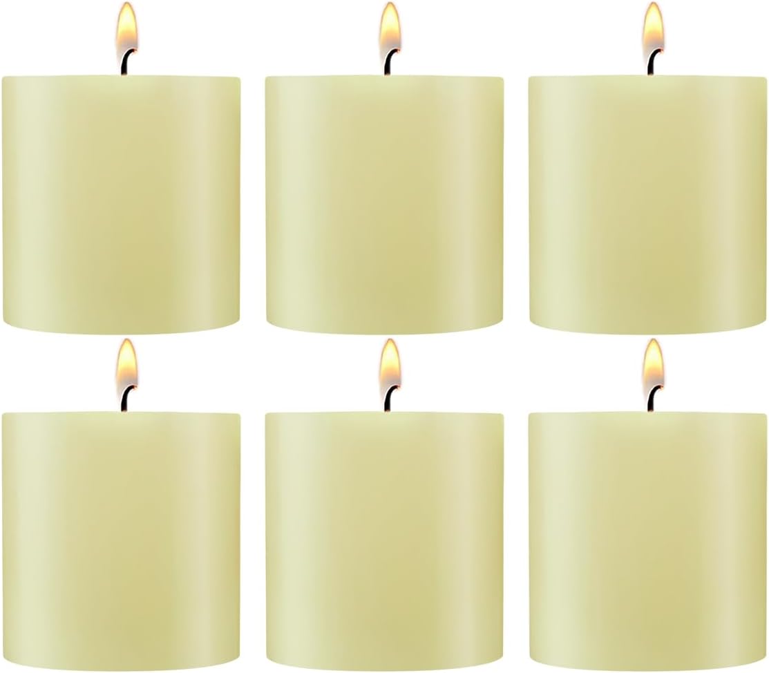 MISSYO 6 Pack 3x3 Inch Pillar Candles, 35 Hours Dripless