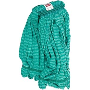 Rubbermaid Commercial Products Web Foot Microfiber Tube Mop Head Replacement Large Green Heavy Duty Industrial Wet Mop For Floor Cleaning Office/School/Stadium/Lobby/Restaurant